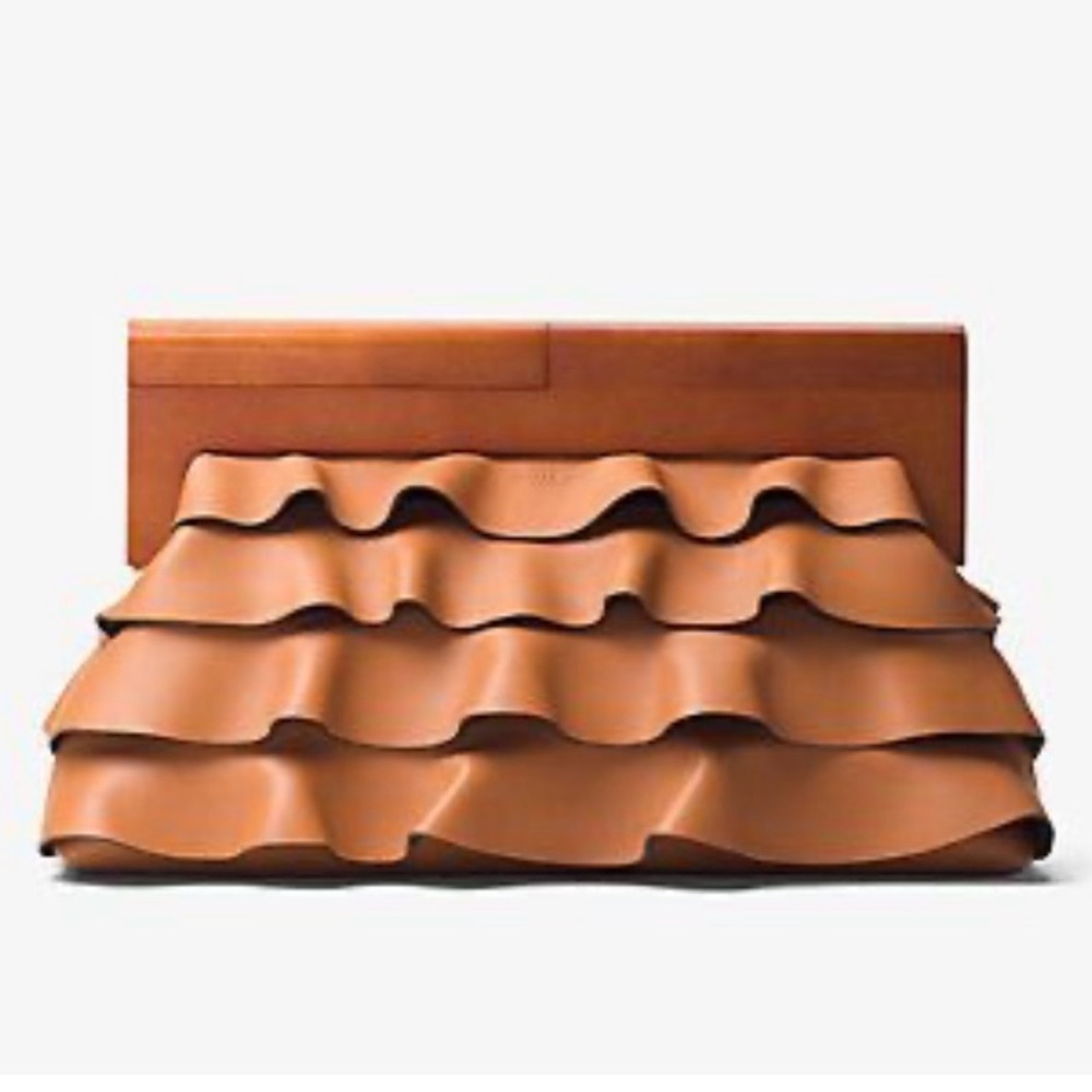 Michael Kors Collection Stanwyck Ruffled Leather Clutch